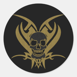 ADESIVO REDONDO CRÂNIO TRIBAL