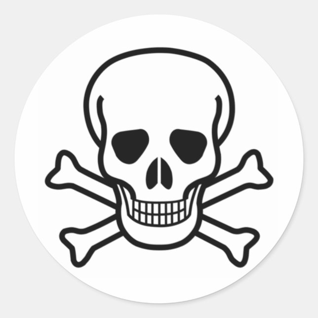 Adesivo Redondo crânios e cruz de ossos (Frente)