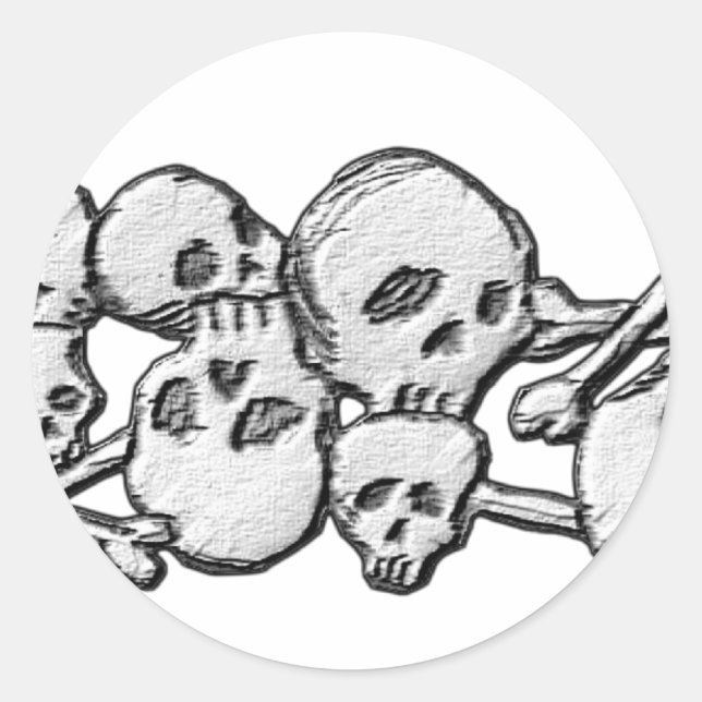 Adesivo Redondo Crânios e Ossos Cruzados (Frente)