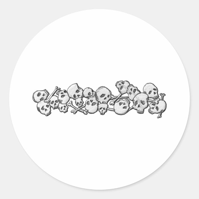 Adesivo Redondo Crânios e Ossos Cruzados (Frente)