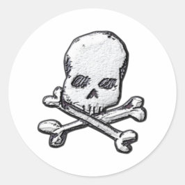 Adesivo Redondo Crânios e Ossos Cruzados