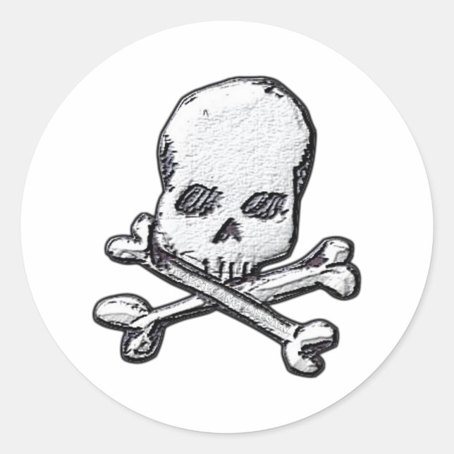 Adesivo Redondo Crânios e Ossos Cruzados (Frente)