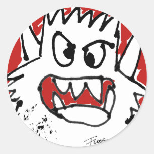 Adesivo Redondo Cranky Cartoon Monster Sticker