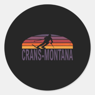 Adesivo Redondo Crans-montana Snowboard - Suiça dos Alpes Suíços