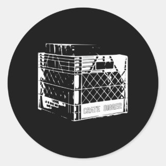 Adesivo Redondo Crate Digger Com Cheio De Taxa De Registros Lp