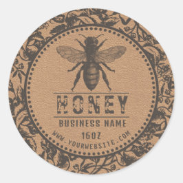 Adesivo Redondo Cravagem de mel | Flores e abelha