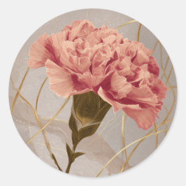Adesivo Redondo Cravata Rosa Flor de Cravo Dourado