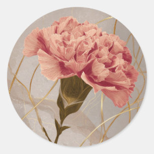 Adesivo Redondo Cravata Rosa Flor de Cravo Dourado