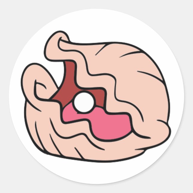 Adesivo Redondo Cravo de desenho rosa com uma pérola (Frente)