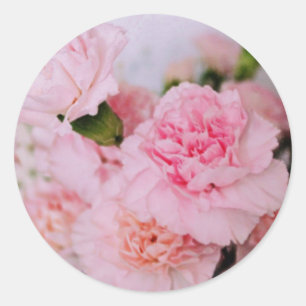 Adesivo Redondo cravos rosa flores estilo vintage fotografia