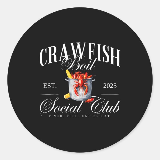 Adesivo Redondo Crawfish Boil Social Club Cajun Seafood Festival S (Frente)