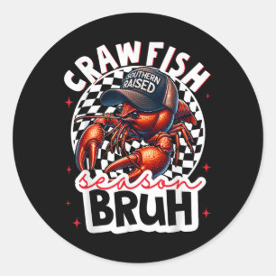 Adesivo Redondo Crawfish Season Bruh Crawfish Hat Boy Funny Seafoo