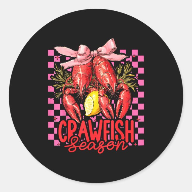Adesivo Redondo Crawfish Season Crawfish Boil Lobster Cajun Men Wo (Frente)
