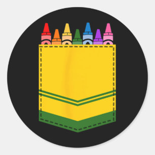 Adesivo Redondo Crayon Box Pocket Teacher Gift Costume