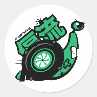 Adesivo Redondo Crazy Drift Patrol - Turbo Snail (verde)