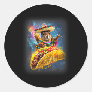 Adesivo Redondo Crazy Space Taco Squirrel Cinco De Mayo Squirrel S