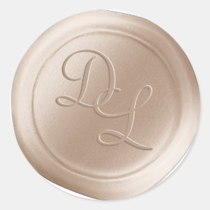 Adesivo Redondo Cream Beige 2 - Letra Monograma Cera-Cola
