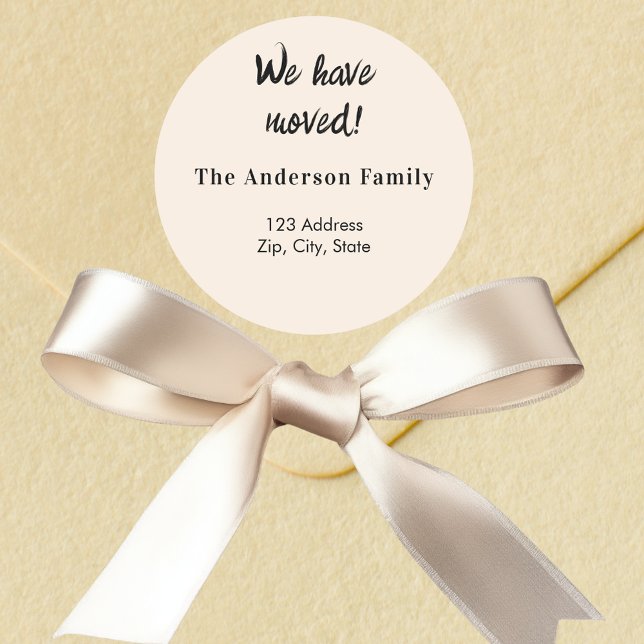 Adesivo Redondo Cream beige, movemos um novo endereço (Criador carregado)