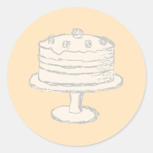 Adesivo Redondo Cream Color Cake no Fundo bege.