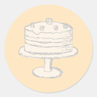 Adesivo Redondo Cream Color Cake no Fundo bege.