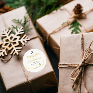 Adesivo Redondo Cream Doodle Stars Feliz Natal Sticker