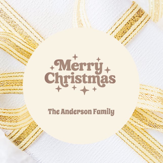 Adesivo Redondo Cream mocha Feliz Natal (Criador carregado)