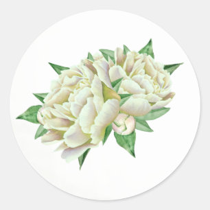 Adesivo Redondo Cream Peony Stickers