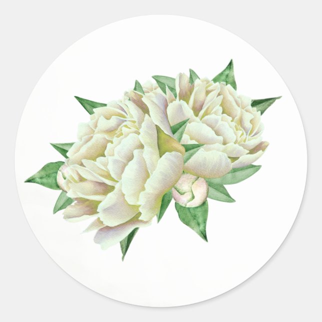 Adesivo Redondo Cream Peony Stickers (Frente)