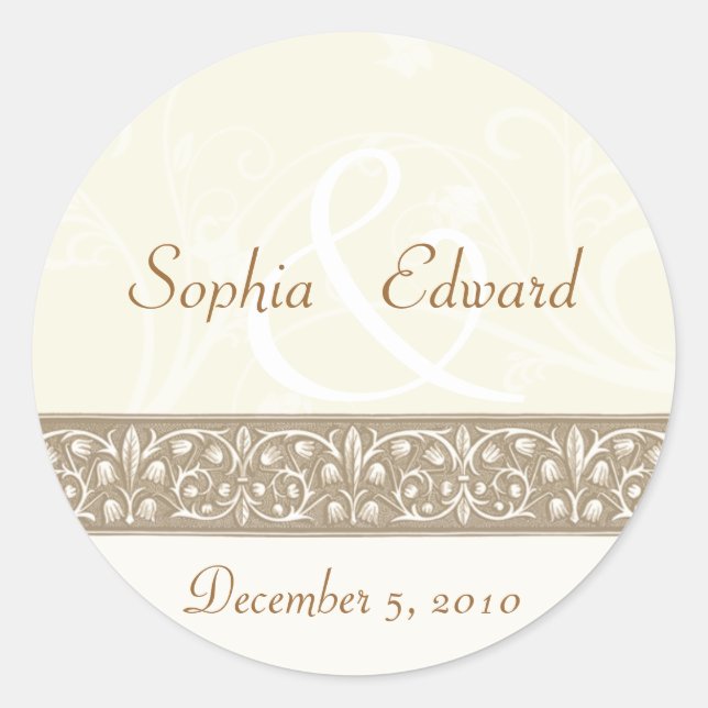 Adesivo Redondo Cream - Vinheta de Frente Ornamental (Frente)
