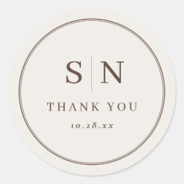 Adesivo Redondo Creamy White Minimal and Chic | Wedding Initial