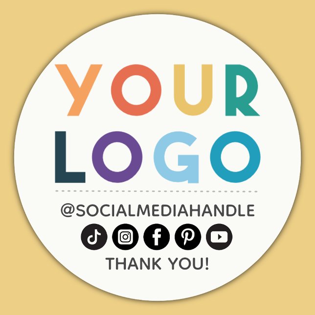 Adesivo Redondo Create Your Own Custom Logo Business Social Media  (Criador carregado)