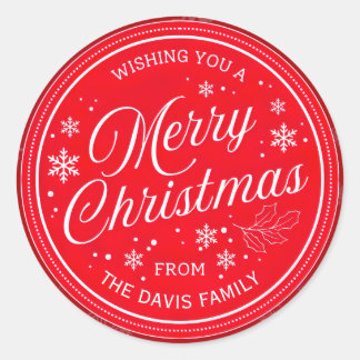 Adesivo Redondo Create your own Custom Red Christmas Sticker