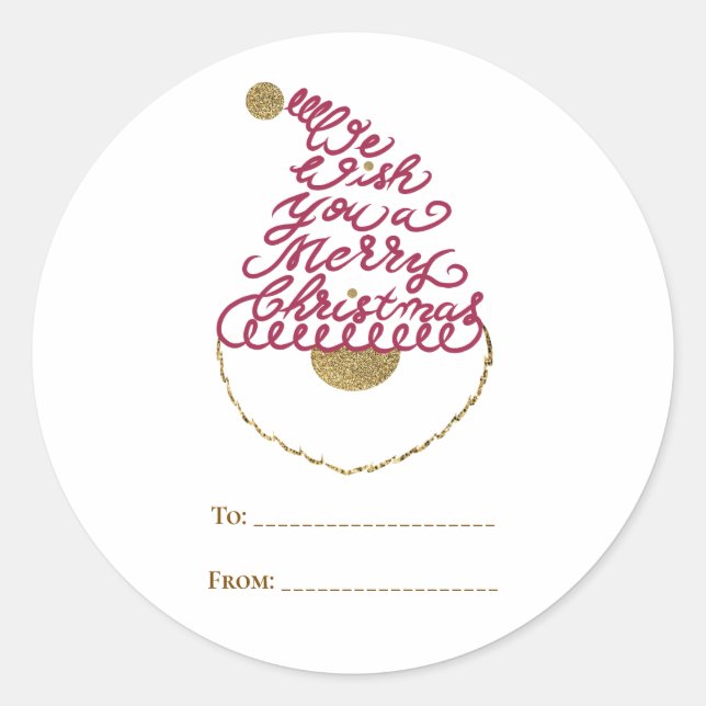 Adesivo Redondo Create Your Own Glitter Santa Modern Christmas  (Frente)