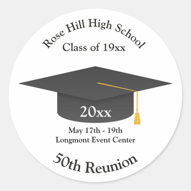 Adesivo Redondo Create Your Own Personalized Class Reunion Sticker (Frente)