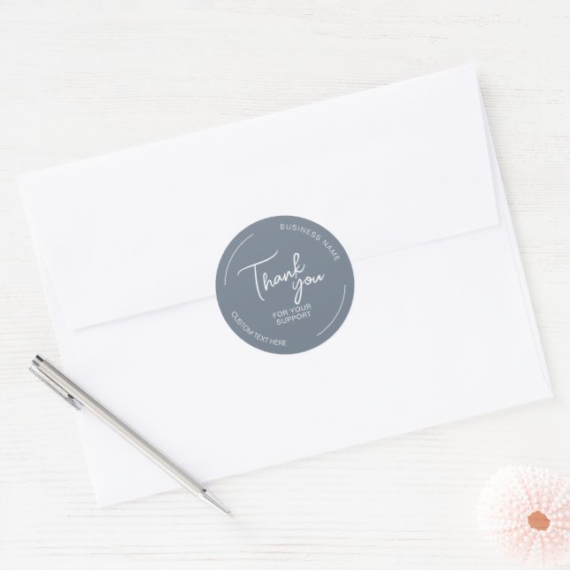Adesivo Redondo Create Your Own Thank You Slate Blue Business  (Envelope)