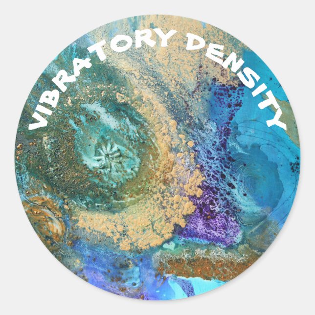 Adesivo Redondo Creative Frequences Stickers, Densidade Vibratória (Frente)