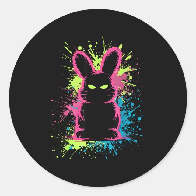 Adesivo Redondo Creepy Cute Goth Bunny Horror Rabbit Sketch Alt Ng (Frente)