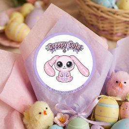 Adesivo Redondo Creepy Cute Pastel Goth Bunny Easter Sticker
