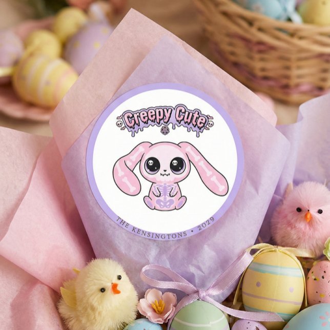 Adesivo Redondo Creepy Cute Pastel Goth Bunny Easter Sticker (Creepy Cute Pastel Goth Bunny Easter Sticker)