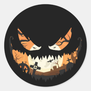 Adesivo Redondo Creepy Jack O Latern Spooky Halloween