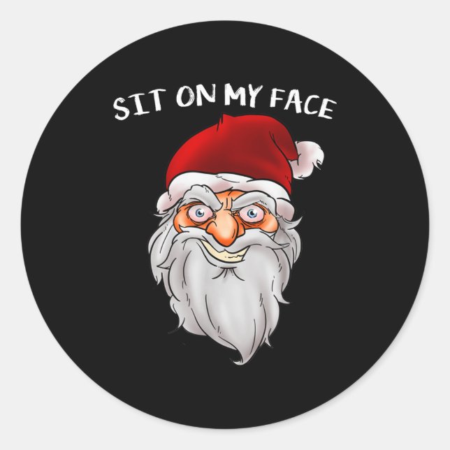 Adesivo Redondo Creepy Santa Christmas -xmas Sit On My Face  (Frente)