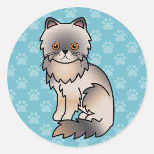 Adesivo Redondo Creme Azul Com Olhos De Cobre Gato Persa