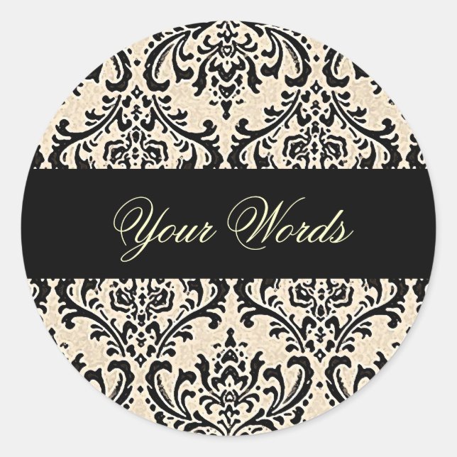Adesivo Redondo Creme Damask ~ Stickers (Frente)