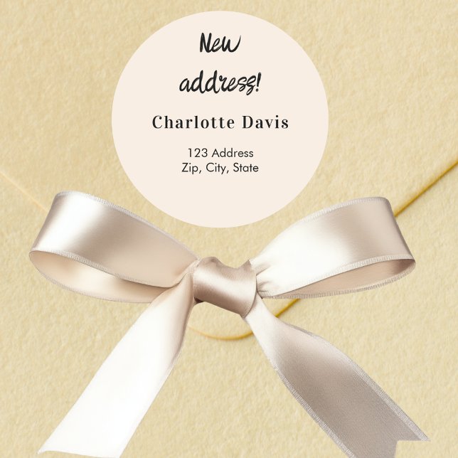 Adesivo Redondo Creme de bege, movemos um novo endereço (Criador carregado)