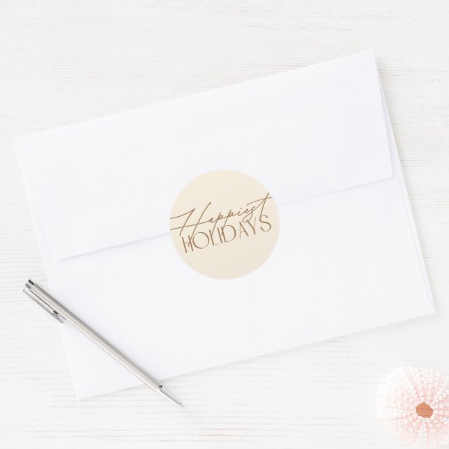Adesivo Redondo Creme de Envelope de Feriado Clássico - Beige (Envelope)
