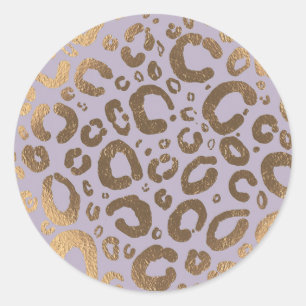 Adesivo Redondo Creme Dourado Lavanda Glam Estampa de Leopardo Chá