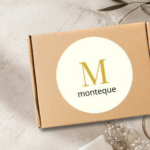 Adesivo Redondo Creme Dourado Monograma Nome Personalizado Present