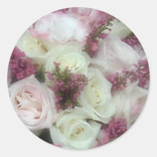 Adesivo Redondo Creme e selos cor-de-rosa rosas pálido do envelope