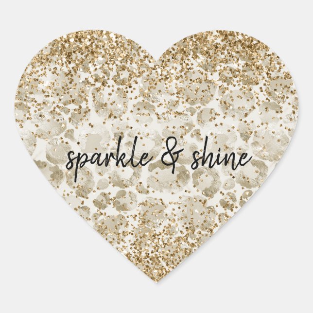 Adesivo Redondo Creme Leopard Print Glitzy Sparkle (Frente)