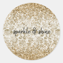 Adesivo Redondo Creme Leopard Print Glitzy Sparkle